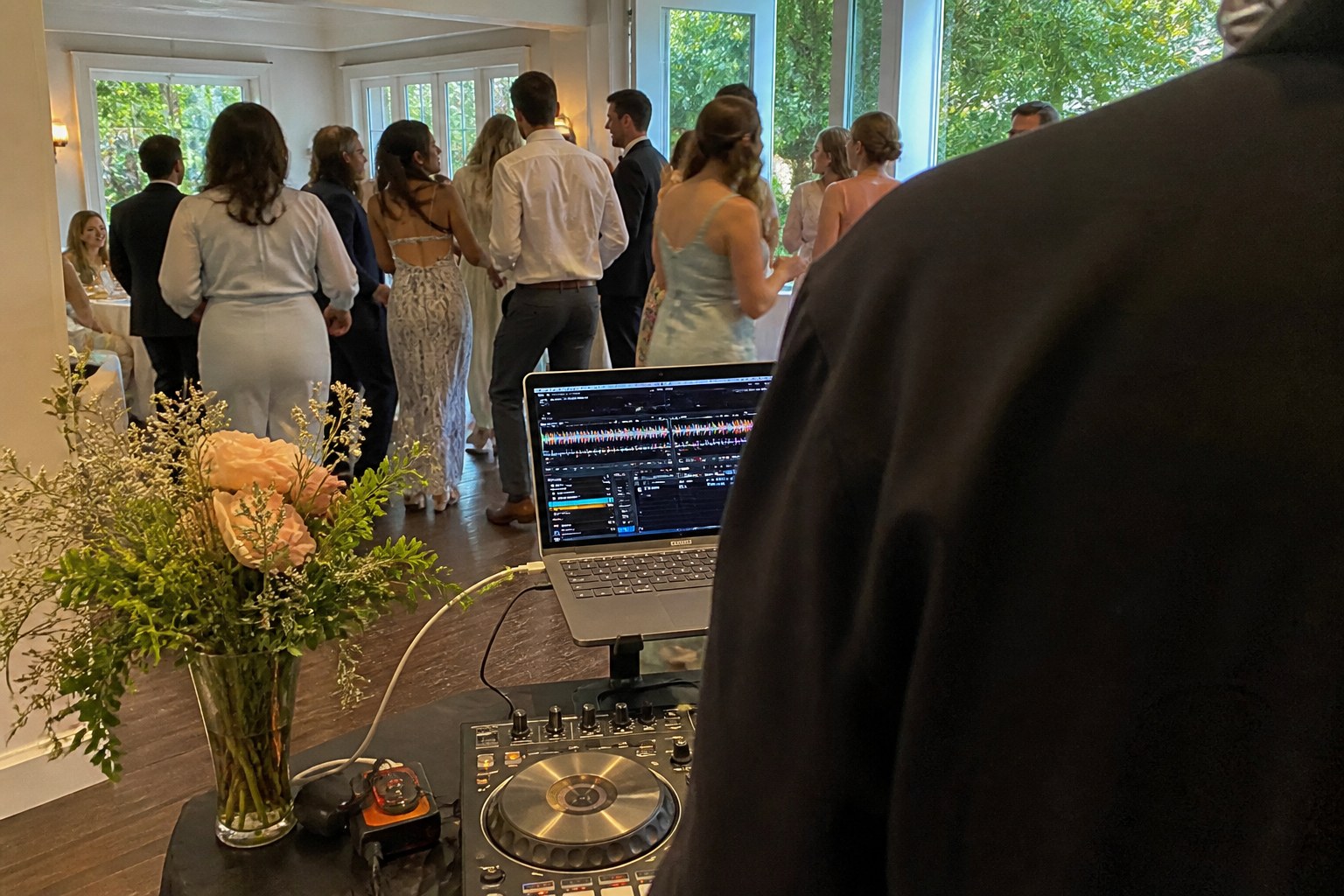 Candid wedding reception DJ setup, shown as inspiration